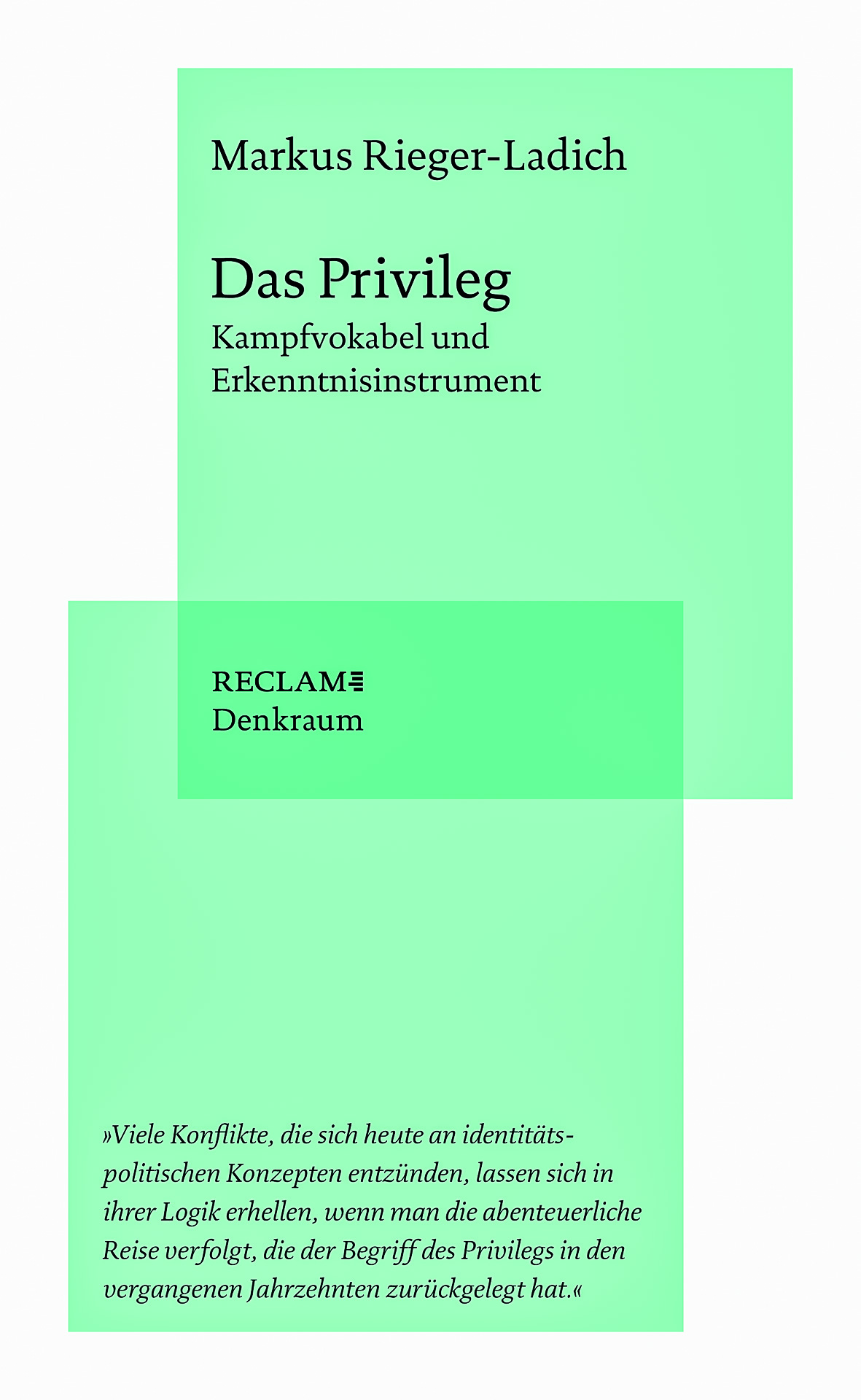 Buchcover von "Das Privileg" von Markus Rieger-Ladich, erschienen im Reclam Verlag, 2022