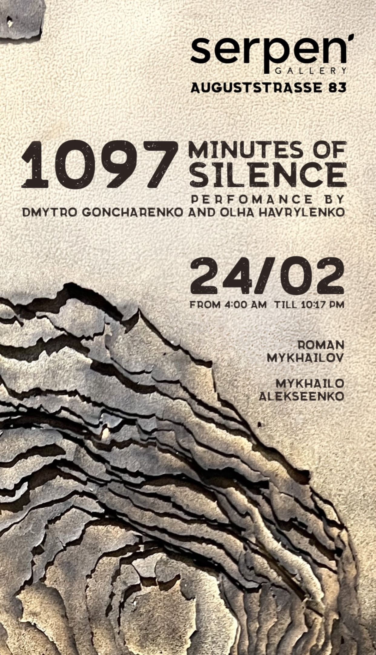 1097 Minuten der Stille – Performance in der Serpen Gallery